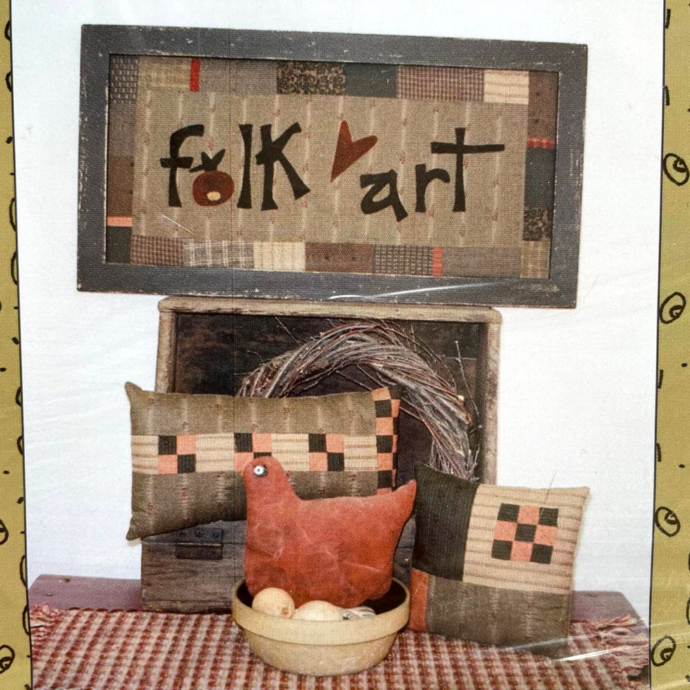 FOLK ART Quilt PATTERN Pieces From My Heart Pillows Frame Primitive Sewing #275